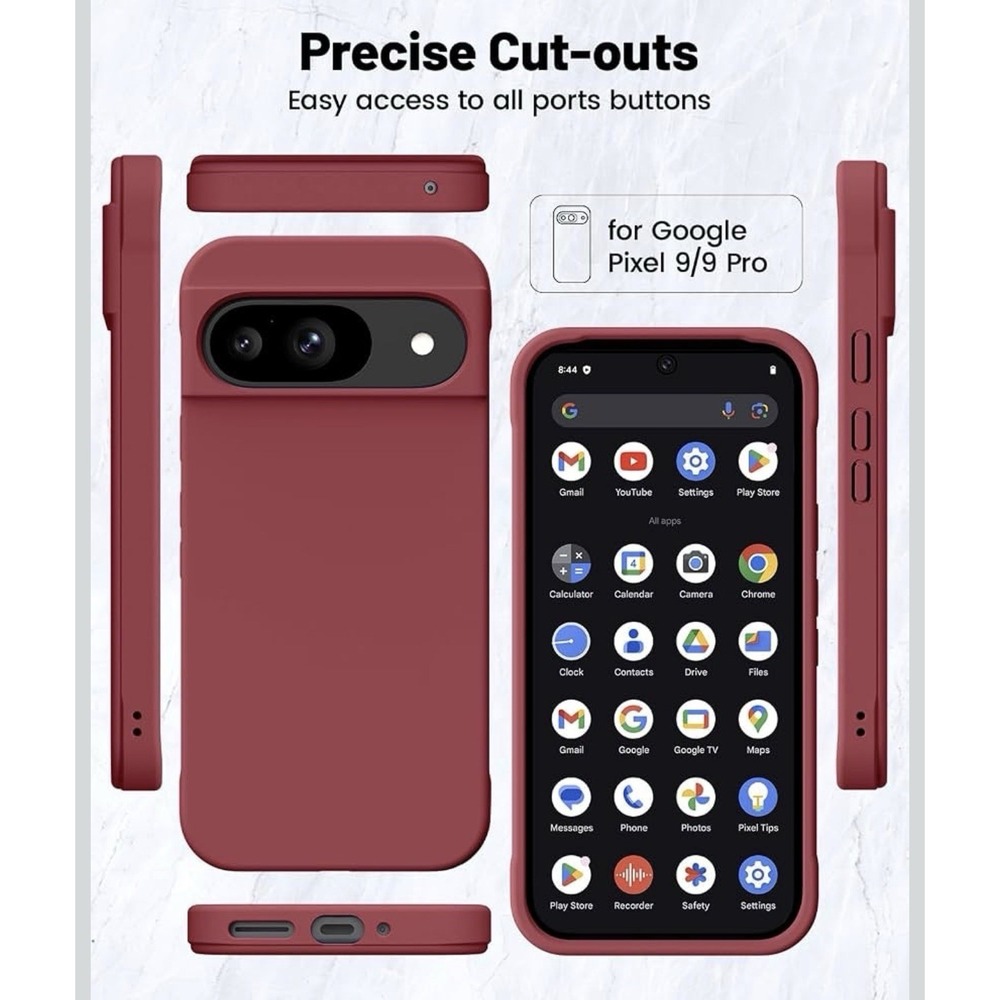 D0058-Google Pixel 9 & 9 Pro Case Shockproof Silicone Cover Rose Red Slim Fit - Picture 8 of 9